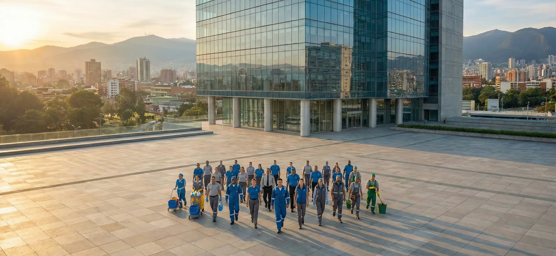 Edificio corporativo moderno representando los espacios que mantiene Servicios Integrales 360 en Cali